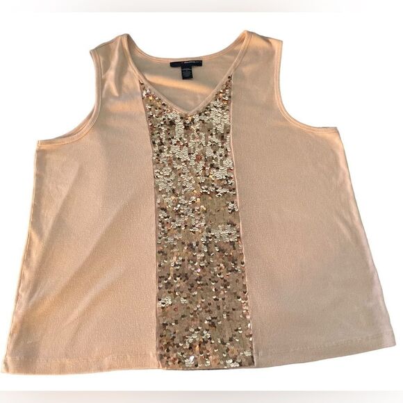 Denim 24/7 Pink ribbed sequins tank top 3X - Picture 1 of 4